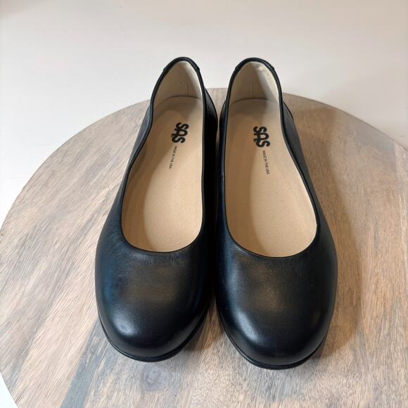 SAS Black Leather Ballet Scenic Flats Comfort Shoes Made in USA Women’s Size 8 - Picture 4 of 11